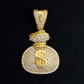 GL Hip Hop VVS Moissanite Iced Out Money Bag Pendant